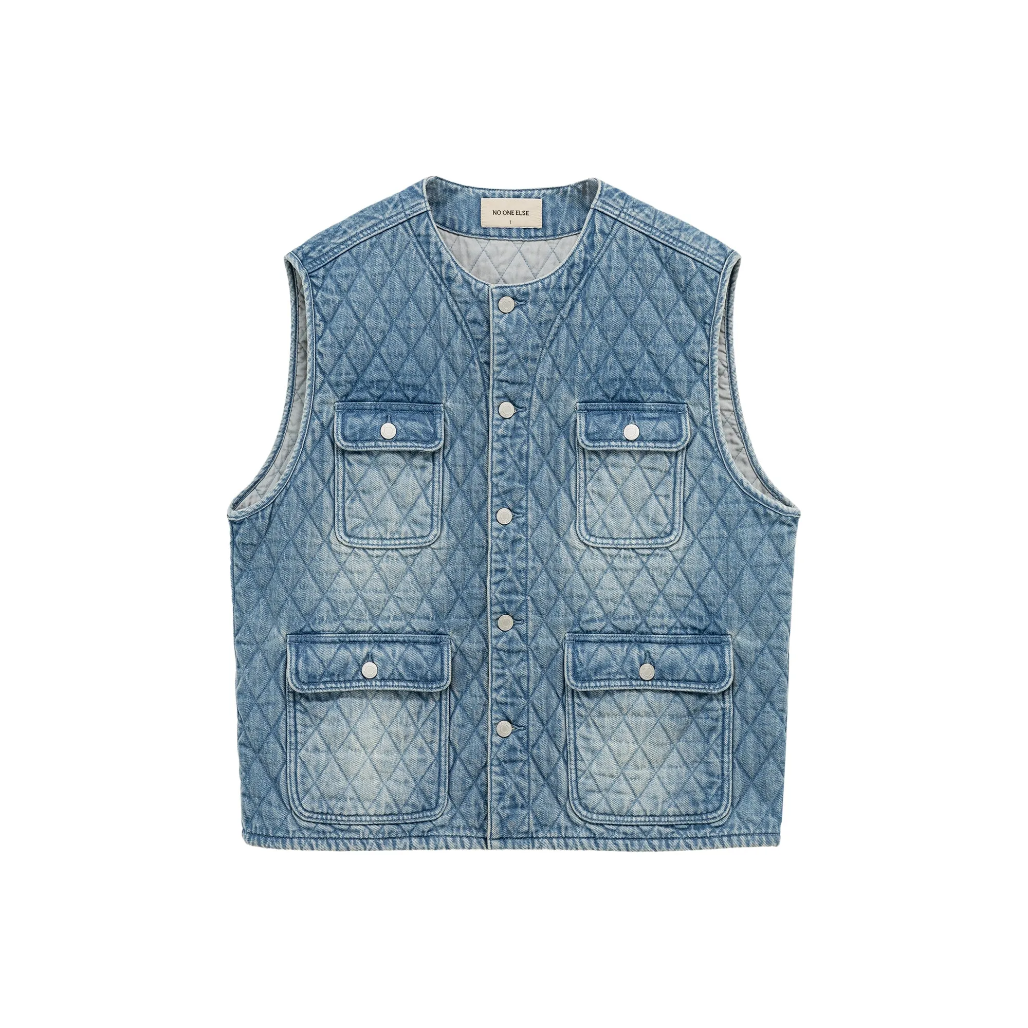 Pocket Quilted Denim Vest