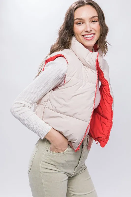 Reversible Cropped Puffer Vests - 4 Colors!