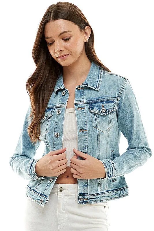 Spandex Ladies  Casual Denim Jacket