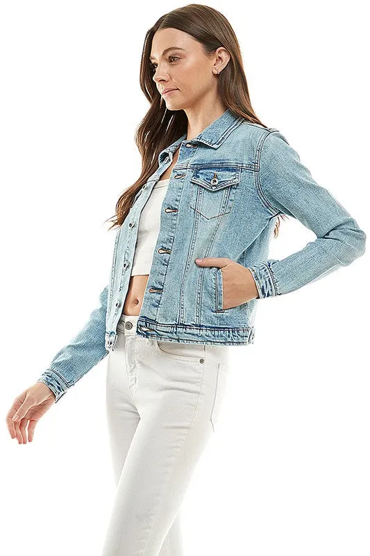 Spandex Ladies  Casual Denim Jacket