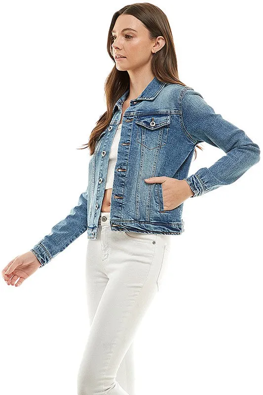 Spandex Ladies  Casual Denim Jacket