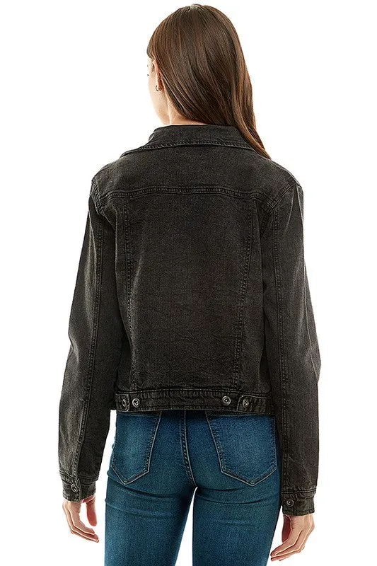 Spandex Ladies  Casual Denim Jacket