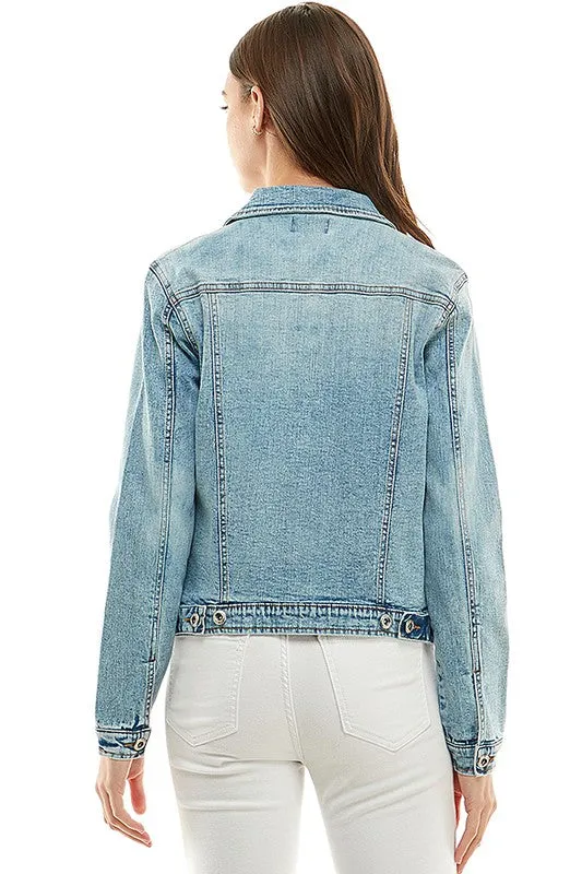 Spandex Ladies  Casual Denim Jacket