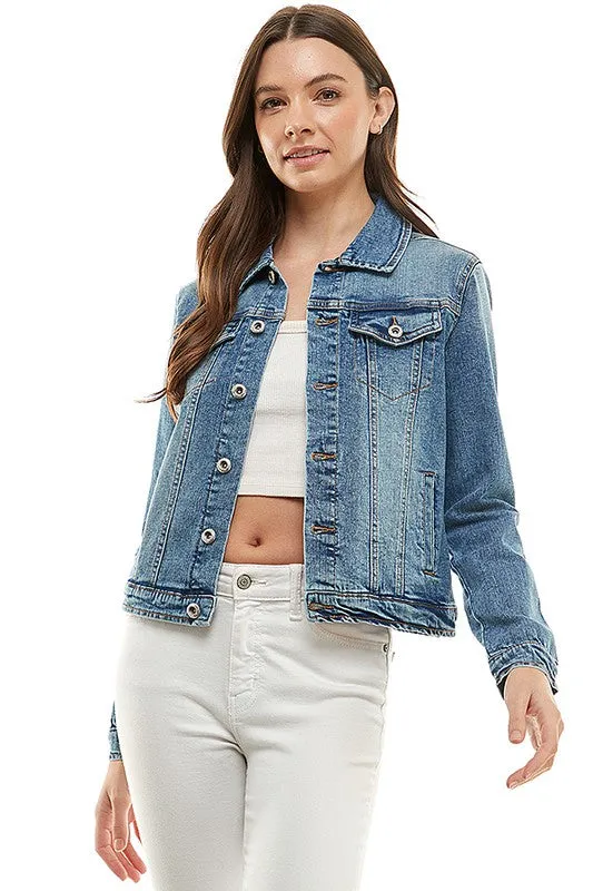 Spandex Ladies  Casual Denim Jacket