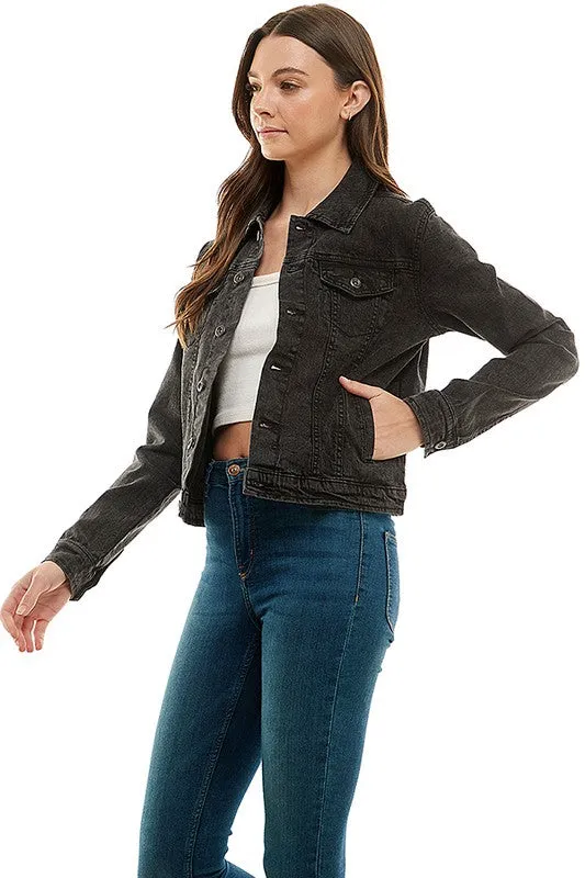 Spandex Ladies  Casual Denim Jacket