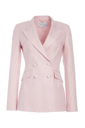 Stephanie Blazer in Blush Virgin Wool and Silk Linen Twill