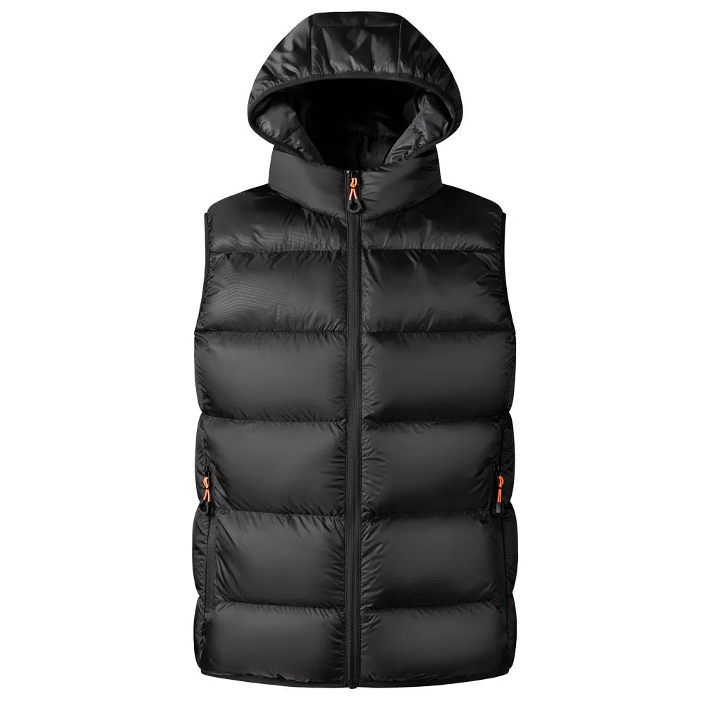 Stitching Solid/Two Tone Hooded Waterproof Male Puffer Vest (4 colors)