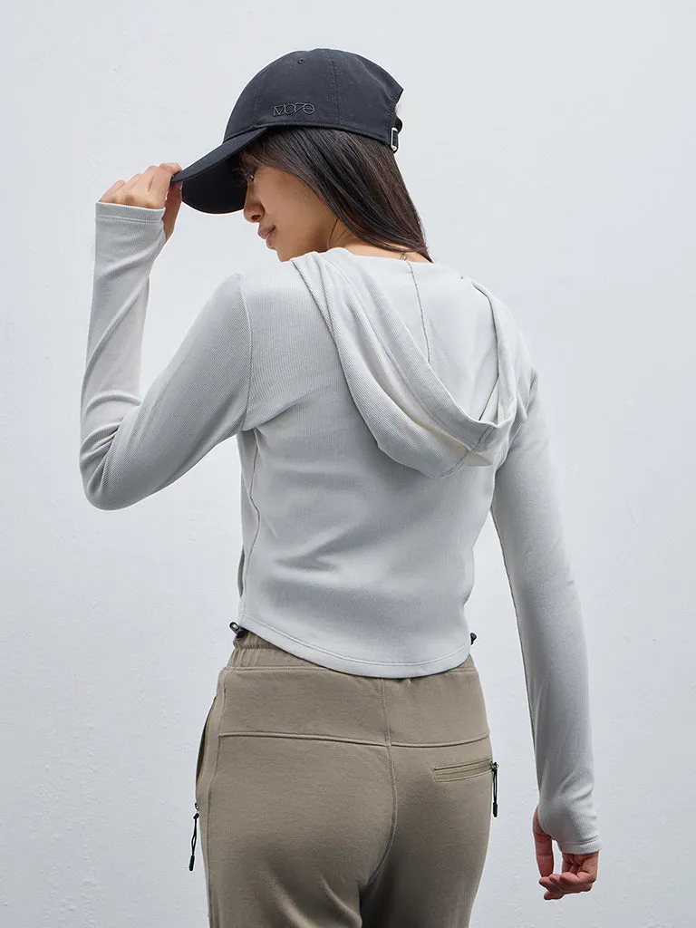 Studiofit Light Grey Ribbed Cotton-Blend Jacket