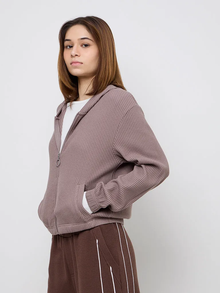 Studiofit Mauve Self-Textured Cotton-Blend Jacket