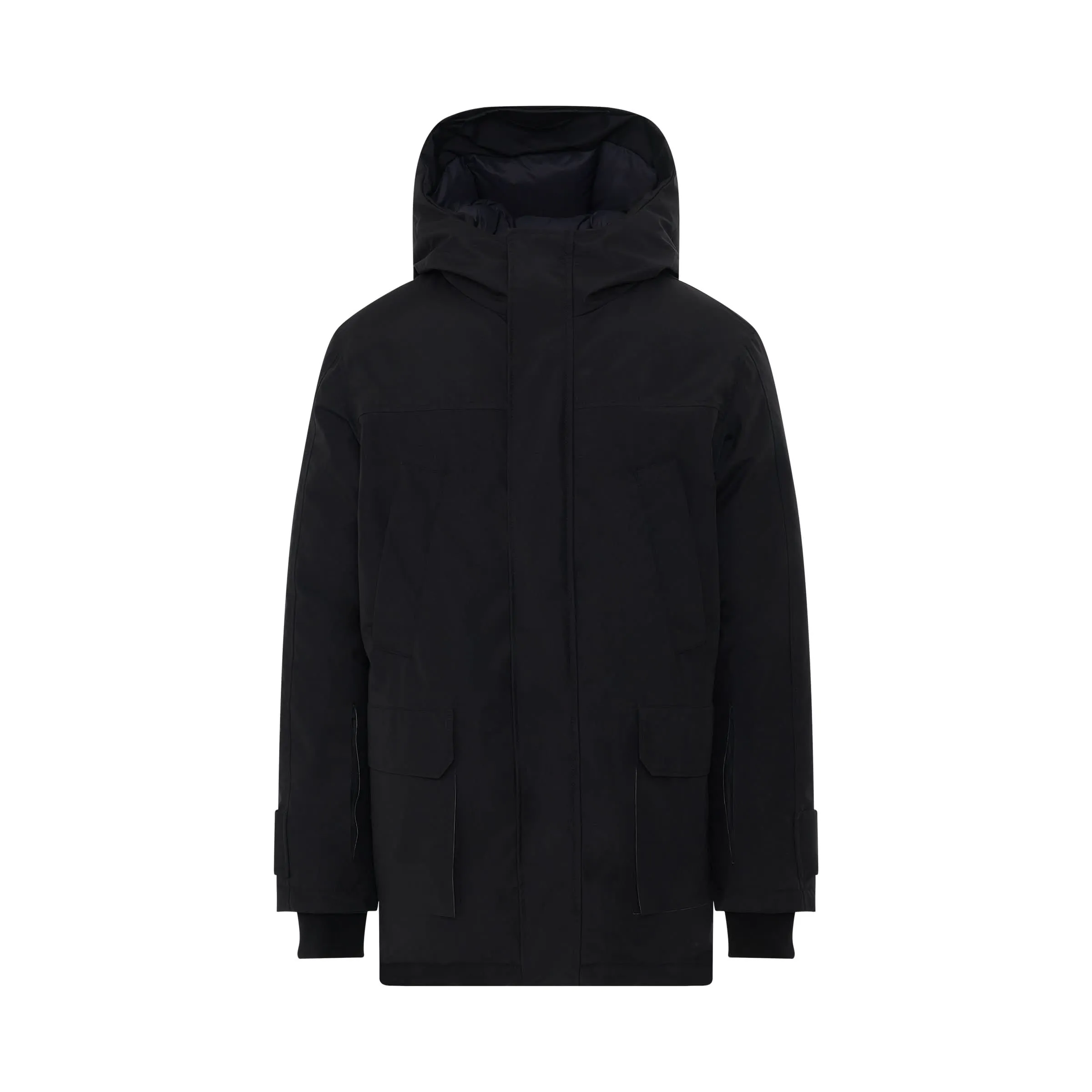 Three Layers Nylon Parka in Black